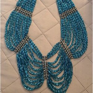 Blue beaded decorative necklace